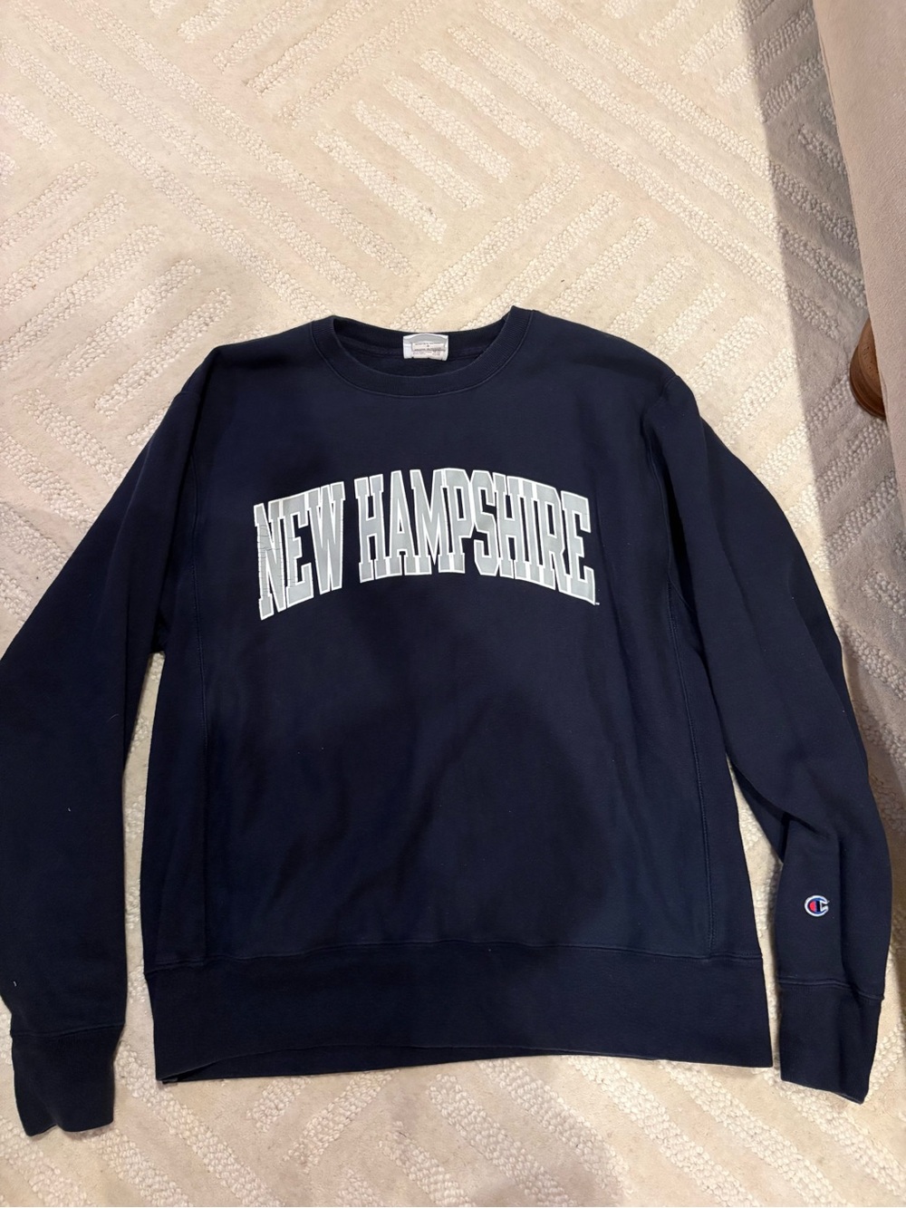 Champion Navy Crewneck Sweatshirt with 'New Hampshire' UNH Print